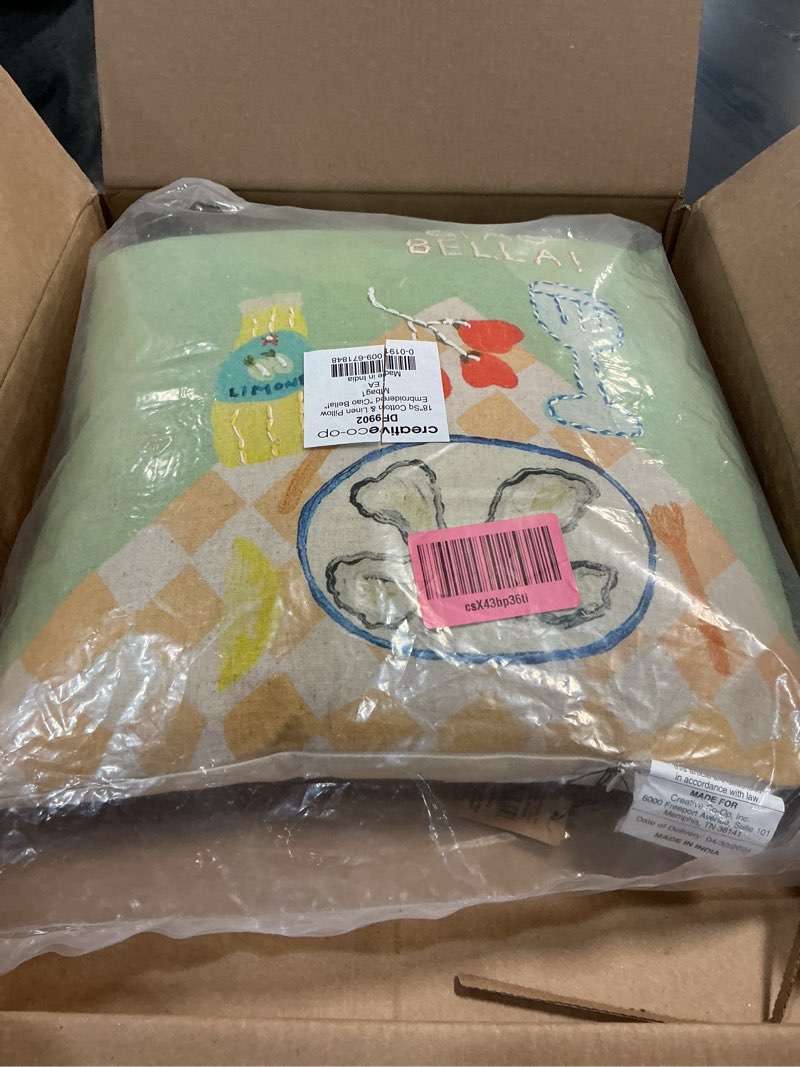 Condition photo showing Good Condition for Creative Co-Op, Multicolor Ciao Bella Tablescape Pillow, 18” L x 18” W