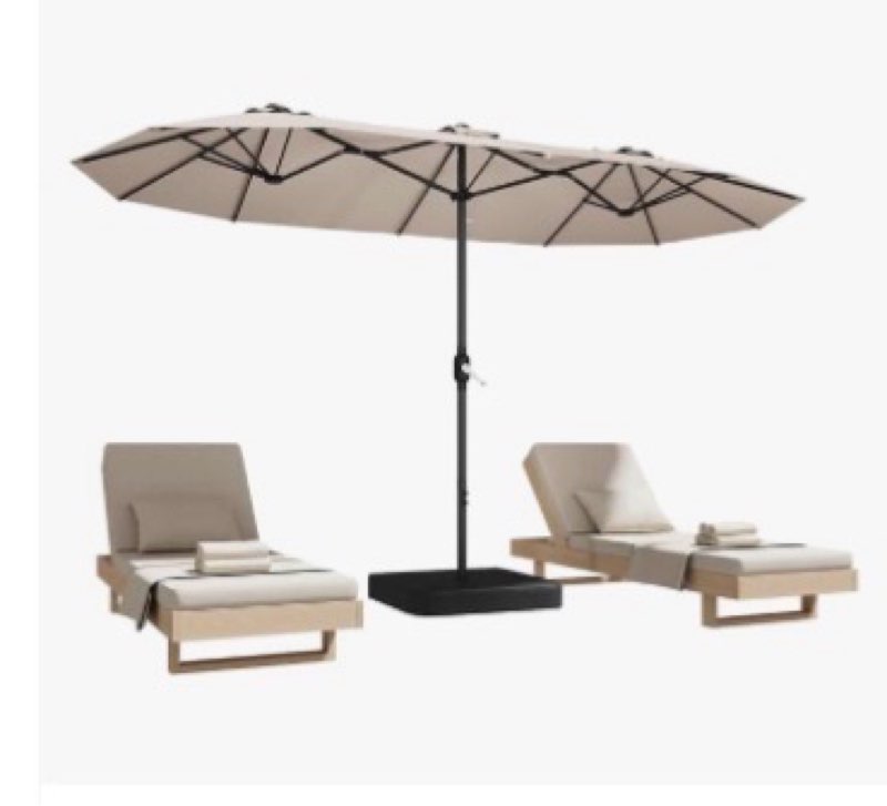15ft Large Patio Umbrellas with Base Included, Double Sided Outdoor Umbrella, Market Umbrellas with 