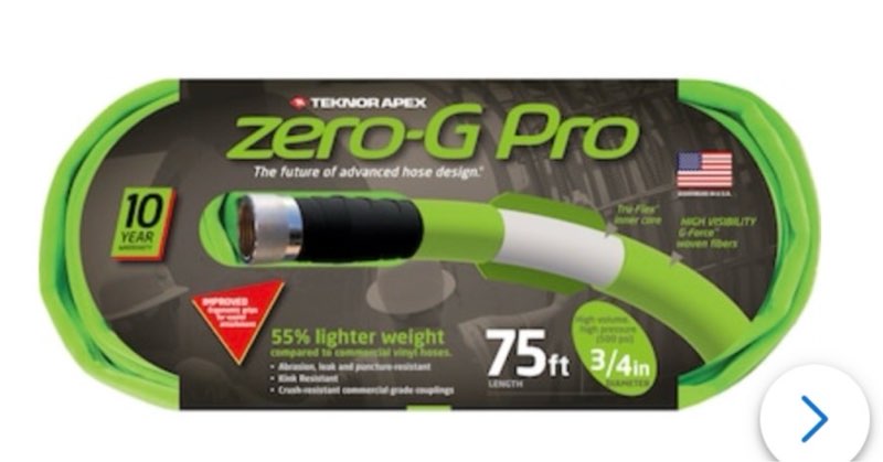 zero g pro 3/4” 75’ hose