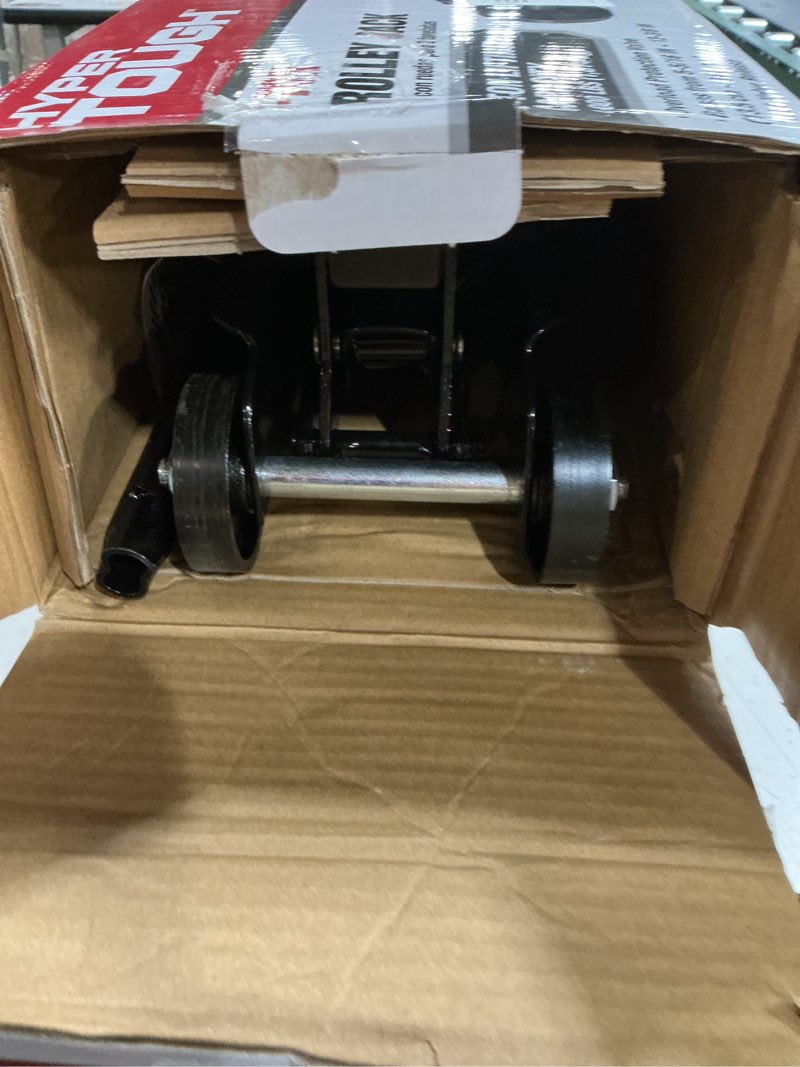 Condition photo showing As Is for hyper tough t82011w trolley jack for cars 2 ton, black and red