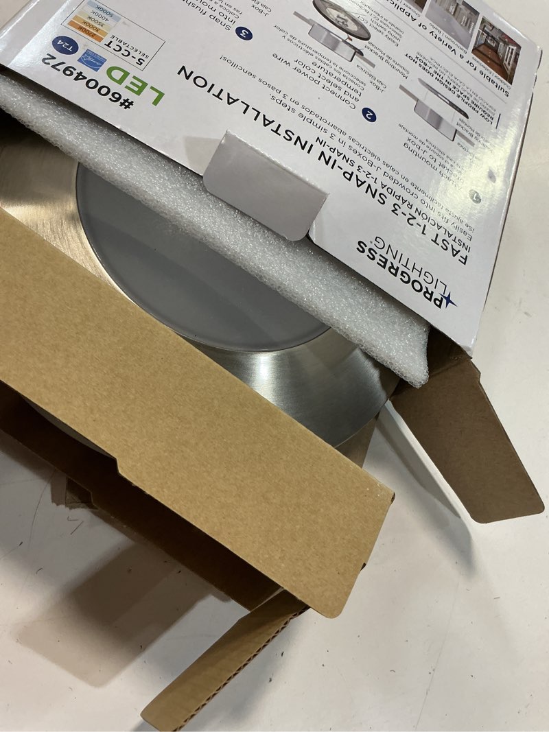 Condition photo showing Good Condition for progress lighting cct led 1-light 7.5-in brushed nickel led flush mount light energy star