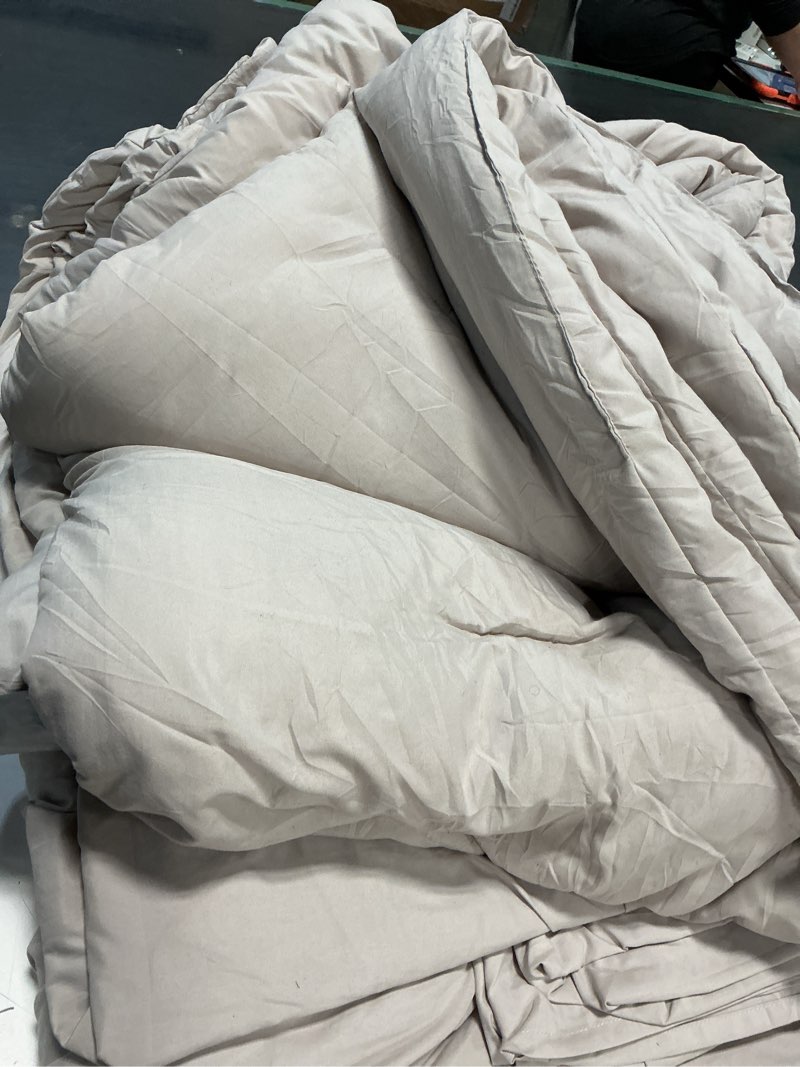 Condition photo showing As Is for Litanika King Size Comforter Set Linen - 7 Pieces Bed in a Bag King Bedding Comforter Sets, Solid Lightweight Bed Set with Comforter, Sheets, Pillowcases & Shams Linen King (104"x90")