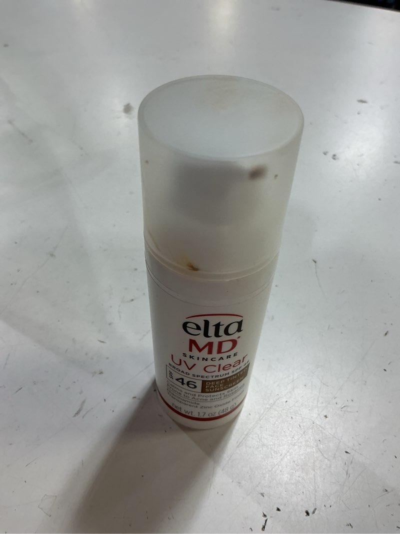 Condition photo showing Good Condition for eltamd uv clear deep tinted face sunscreen, oil-free face moisturizer with spf 46, dermatology tinted moisturizer, facial travel size sunscreen with zinc oxide, 1.7 oz pump 04 - deep tinted (1.7 oz)