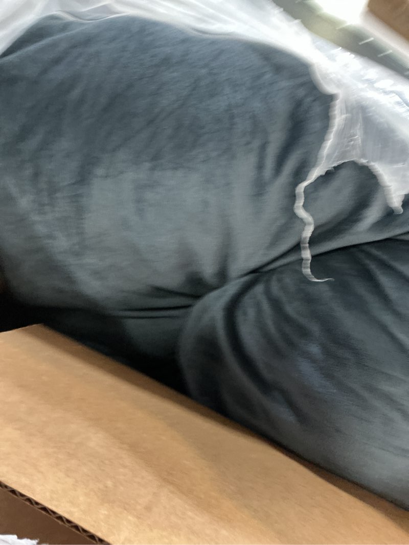 Condition photo showing Good Condition for Pregnancy Pillow, Full Body 57 Inch Maternity Pillow with Removable Washable Cover - Sleep Support for Legs, Back, Neck, Shoulder, HIPS, Belly for Pregnent Women, Black Grey Velvet Cover Black-grey Velvet