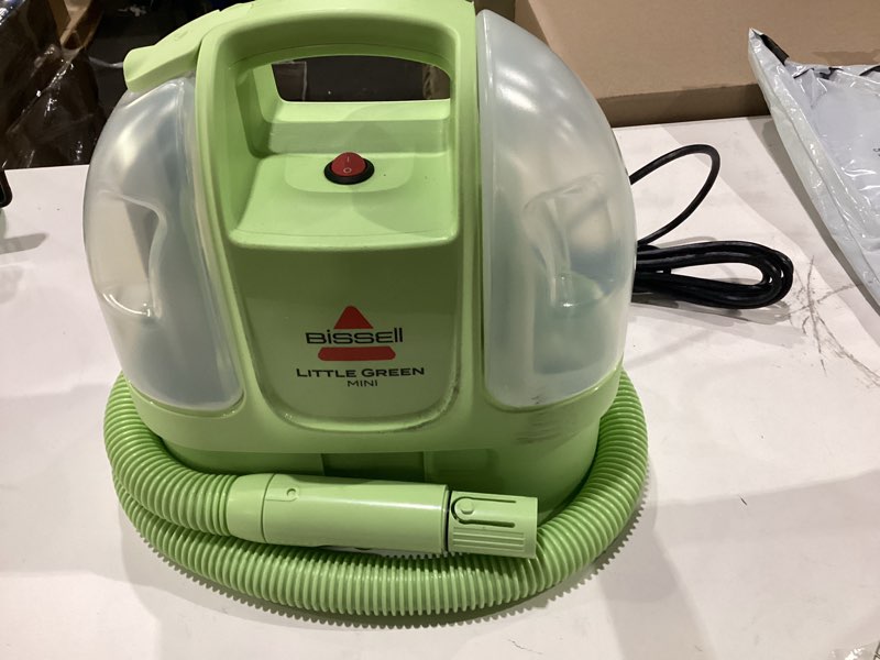 Condition photo showing Good Condition for used bissell little green mini portable carpet and upholstery deep cleaner, car/auto detailer, with hydrorinse self-cleaning tool and 4\" tough stain tool, tea green, 4075