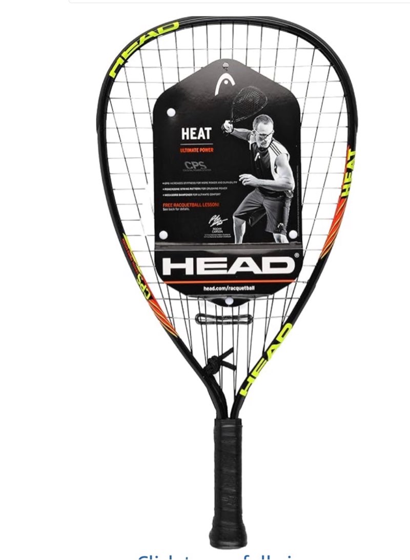 HEAD CPS Heat Racquetball Racquet – Pre-Strung Beginner Racquet with CPS Power Technology, Lightweight Frame, Damp Plus Vibration Control