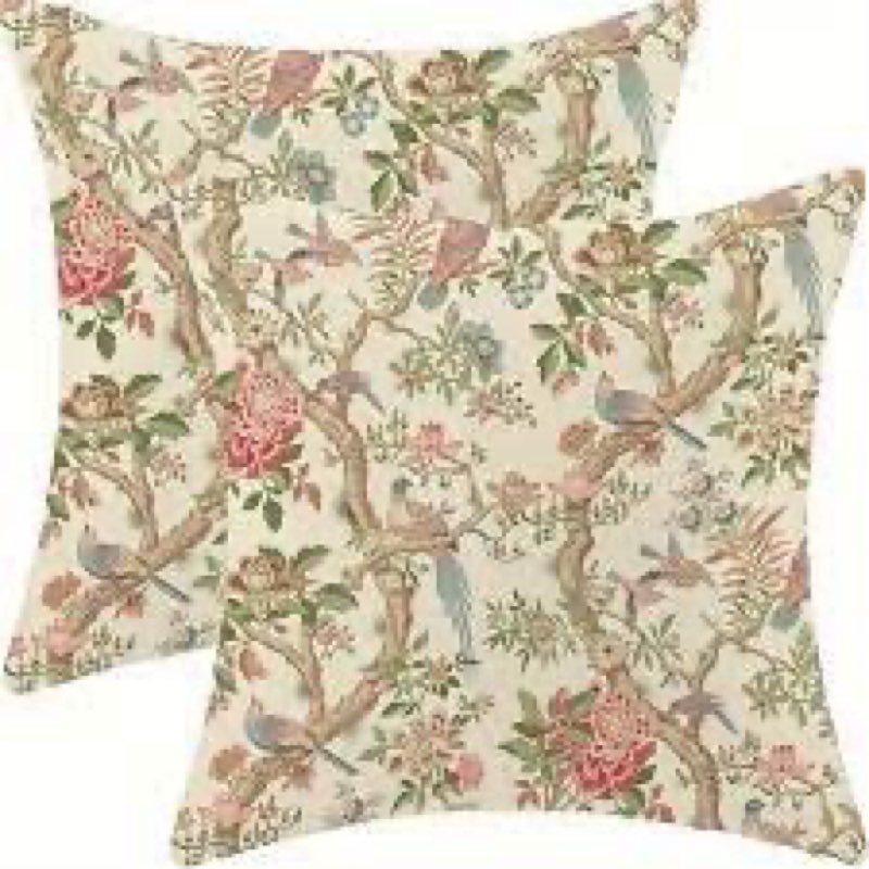 PIUD Vintage Chinoiserie Bird Floral 20x54 Body Pillow Cover, Chinoiserie Decor, Retro Green and Cre