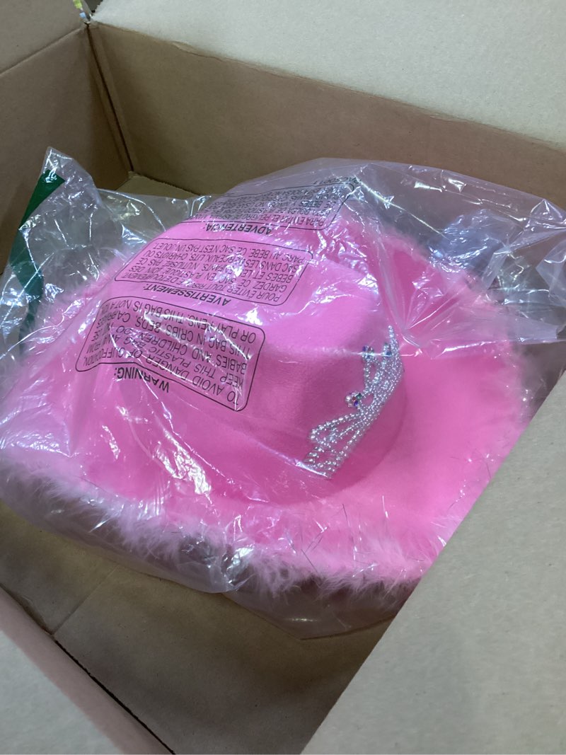 Condition photo showing Good Condition for Pink Cowboy Hat Pink Hat Women's Costume Headwear for Women, Cowgirl Hat for Women Party Dress Up