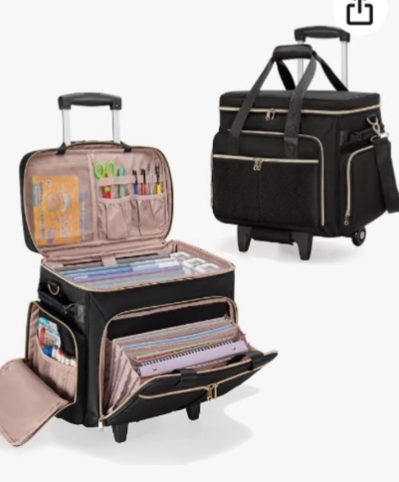rolling teacher bag with wheels, teacher tote bag fits 15.6" laptop | teacher tote with accordion file organizer, detachable trolley, adjustable strap, large rolling tote bag