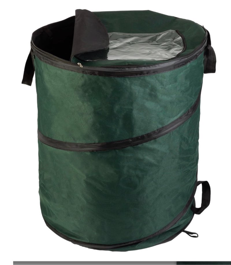 24 gallons collapsible trash can with gloves, camping trash can with lid, pop up garbage can for outdoor, large capacity leaf bags for yard, lawn, reusable garden garbage bag - black