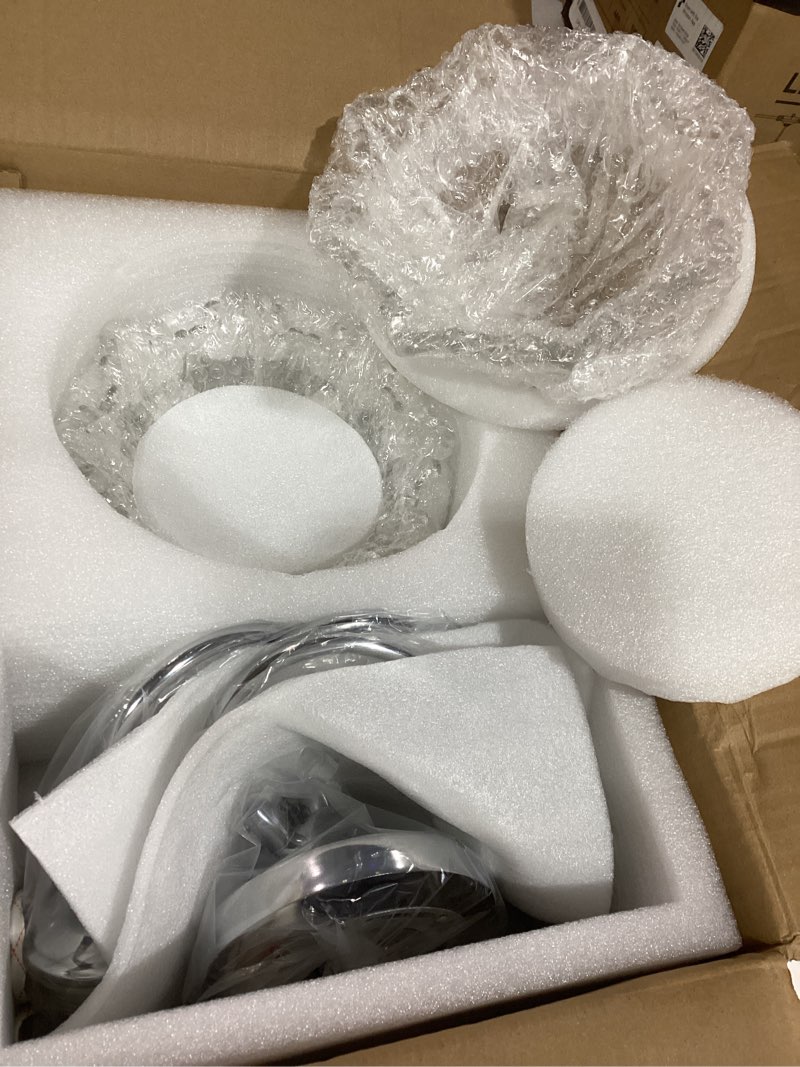 Condition photo showing Good Condition for brushed chrome 3-light bathroom vanity light with floral clear glass shades, modern wall mount lighting for bathroom, dressing table 3-light chrome