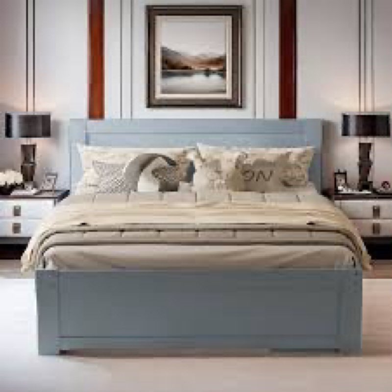 Wooden Platform Bed With A Drawer, Open Shelves And Pull-out Storage Cabinet INCOMPLETE 