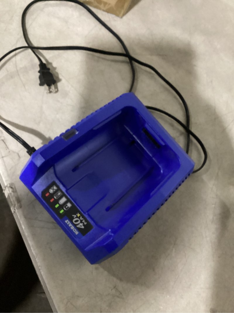 Condition photo showing As Is for kobalt 40-volt power equipment battery rapid quick charger gen3