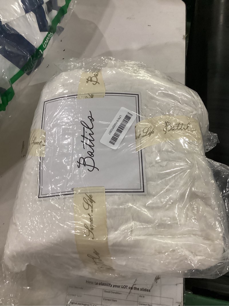 Condition photo showing As Is for battilo soft faux fur throw blanket for couch, 50"x60", double side, ivory ivory 50"x60"