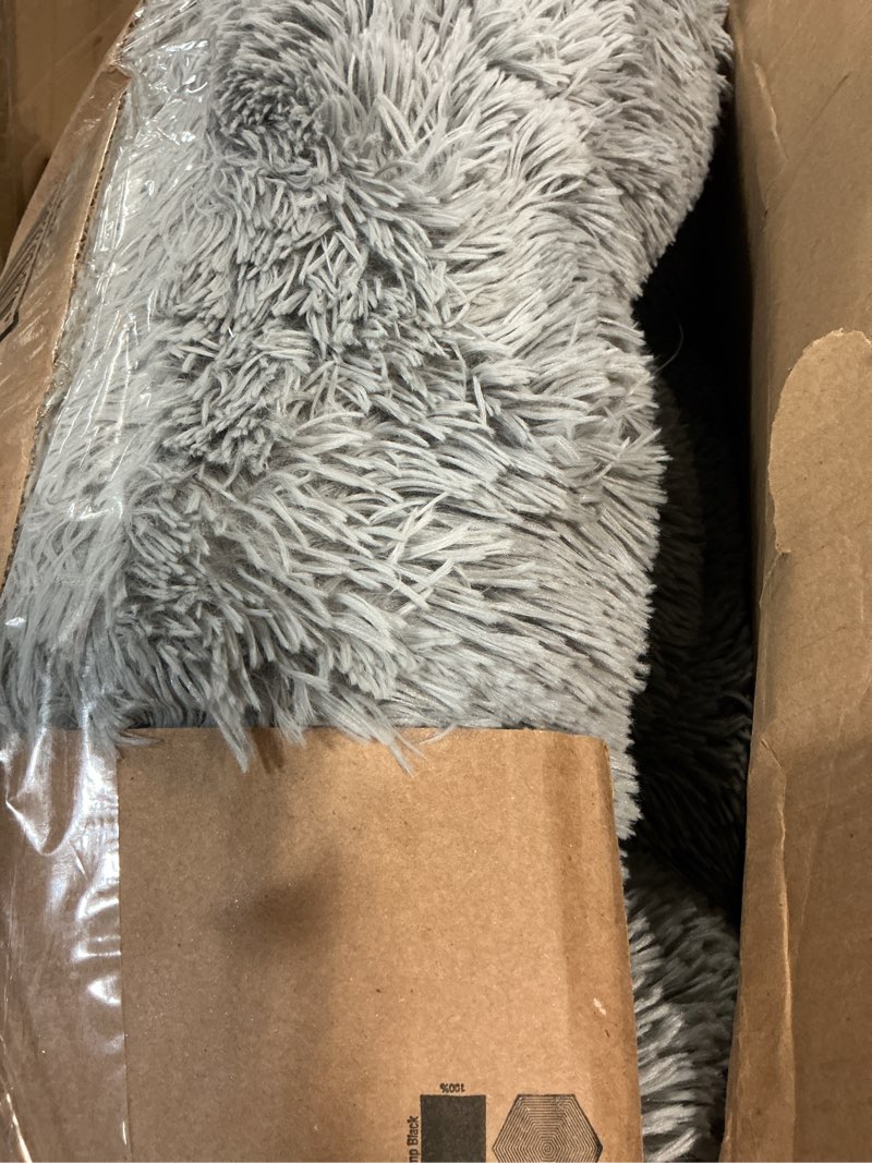 Condition photo showing Good Condition for bedsure calming dog bed for large dogs - donut washable large pet bed, 36 inches anti-slip round fluffy plush faux fur dog bed, fits up to 80 lbs pets, pale grey 36"l x 36"w x 10"th pale grey