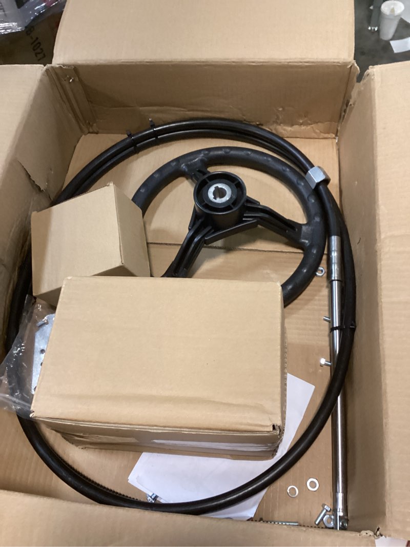 Condition photo showing Good Condition for CARMOCAR 12ft Boat Steering Cable System,Outboard Rotary Kit with 13.5 Inch steering wheel,3/4" Tapered Shaft replacement for Marine Boat 12T