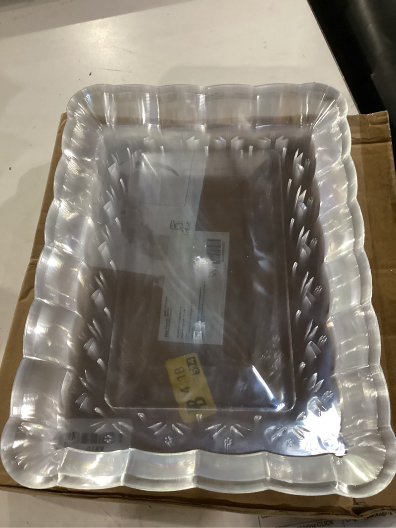 Condition photo showing Good Condition for prestee 12 plastic serving trays – serving platters | 9 x13  | rectangular disposable party platters and trays | clear disposable serving trays for parties | party serving trays