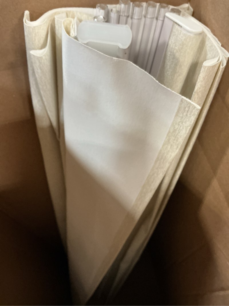 Condition photo showing As Is for cordless light filtering roman shades for indoor windows, bedroom, nursery, home, office, room darkening, thermal insulated & uv protection, easy install off-white 40"w x 64"h