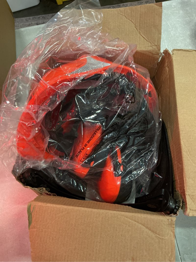 Condition photo showing New/Like New for green devil chainsaw safety protective helmet forestry helmet with build-in visor mesh face shield ear muffs 4 in 1 ideal for arborist tree work diy outdoor logging hard hat orange