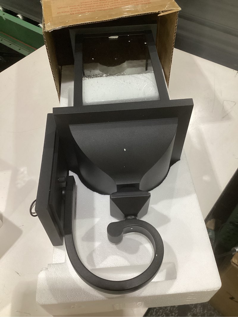 Condition photo showing Good Condition for femila outdoor wall sconce, 21" large outdoor wall lantern porch lights for entryway, patio, garage, doorway, anti-rust waterproof, matte black, 4fd54b2 bk matte black, seeded glass 21"