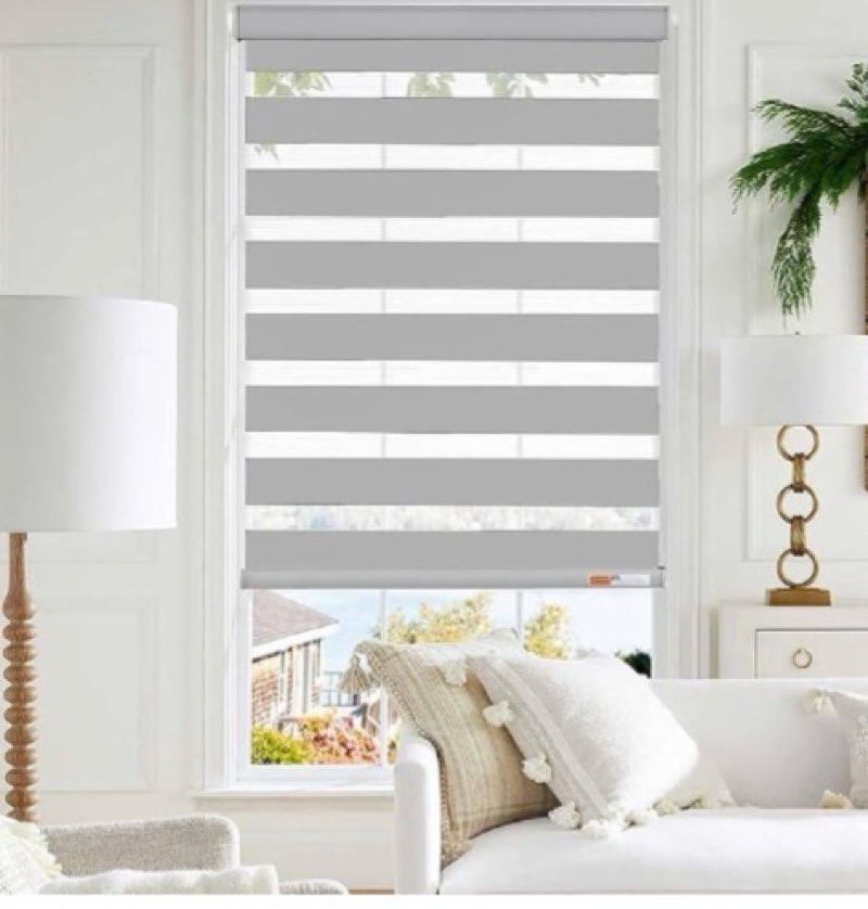 GHV Corded Zebra Blinds for Windows Blackout Dual Layer Privacy Shades for Indoor Windows Light Cont