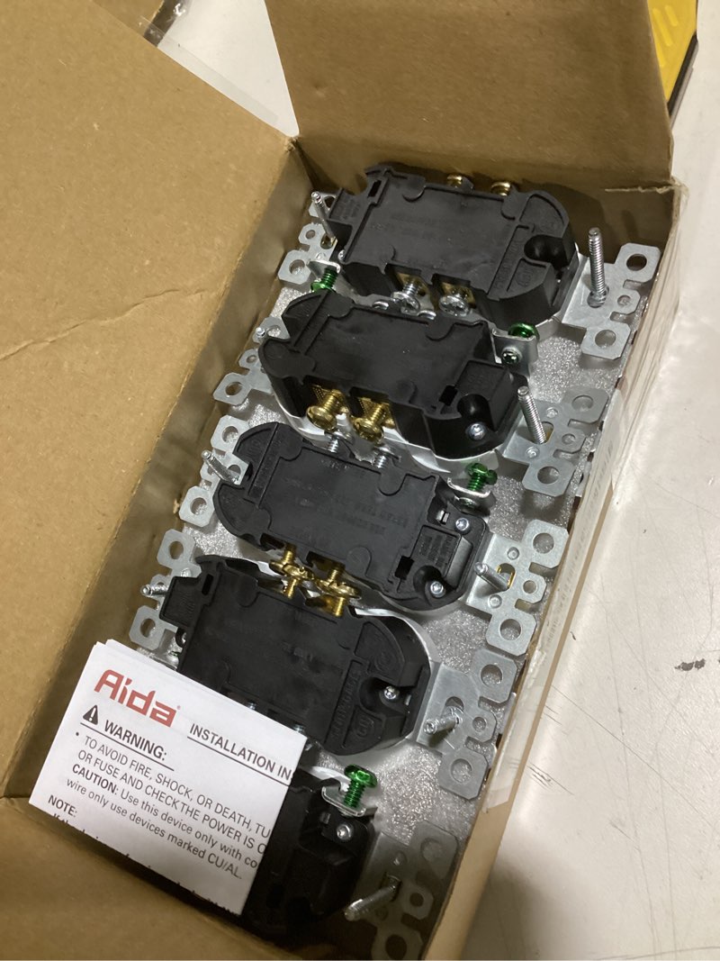 Condition photo showing Good Condition for aida 20 amps outlets duplex electrical receptacle outlets, electrical outlet, 20amp 125v heavy-duty wall outlet, residential, 3-wire, self-grounding, ul listed, side wire (10 pack, white) 20a outlet without wall plate white 10