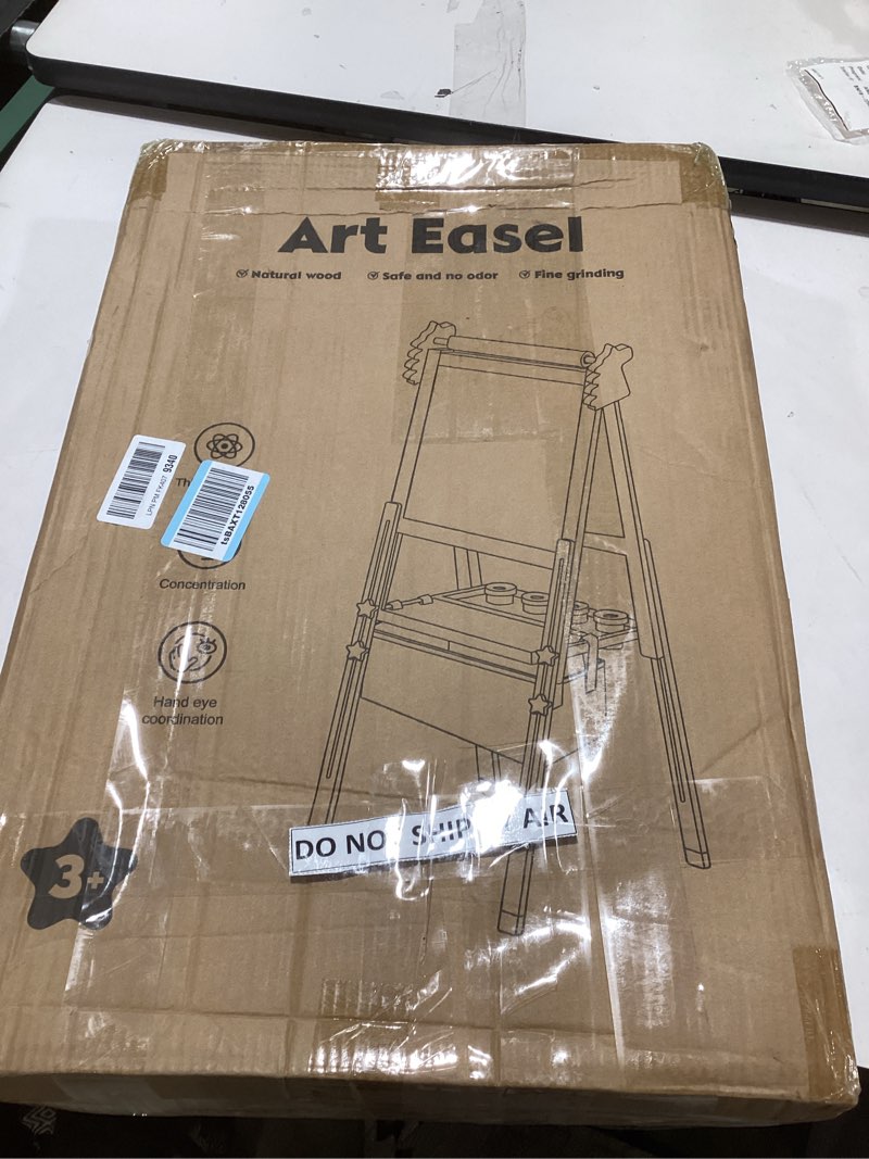 Condition photo showing New/Like New for Art Easel for Kids - Adjustable Wooden Double-Sided Magnetic Whiteboard and Chalk Board with Paper Roll, 100+ Drawing Accessories - Foldable Painting Birthday Gifts for Boys Girls Ages 3-12, Pink