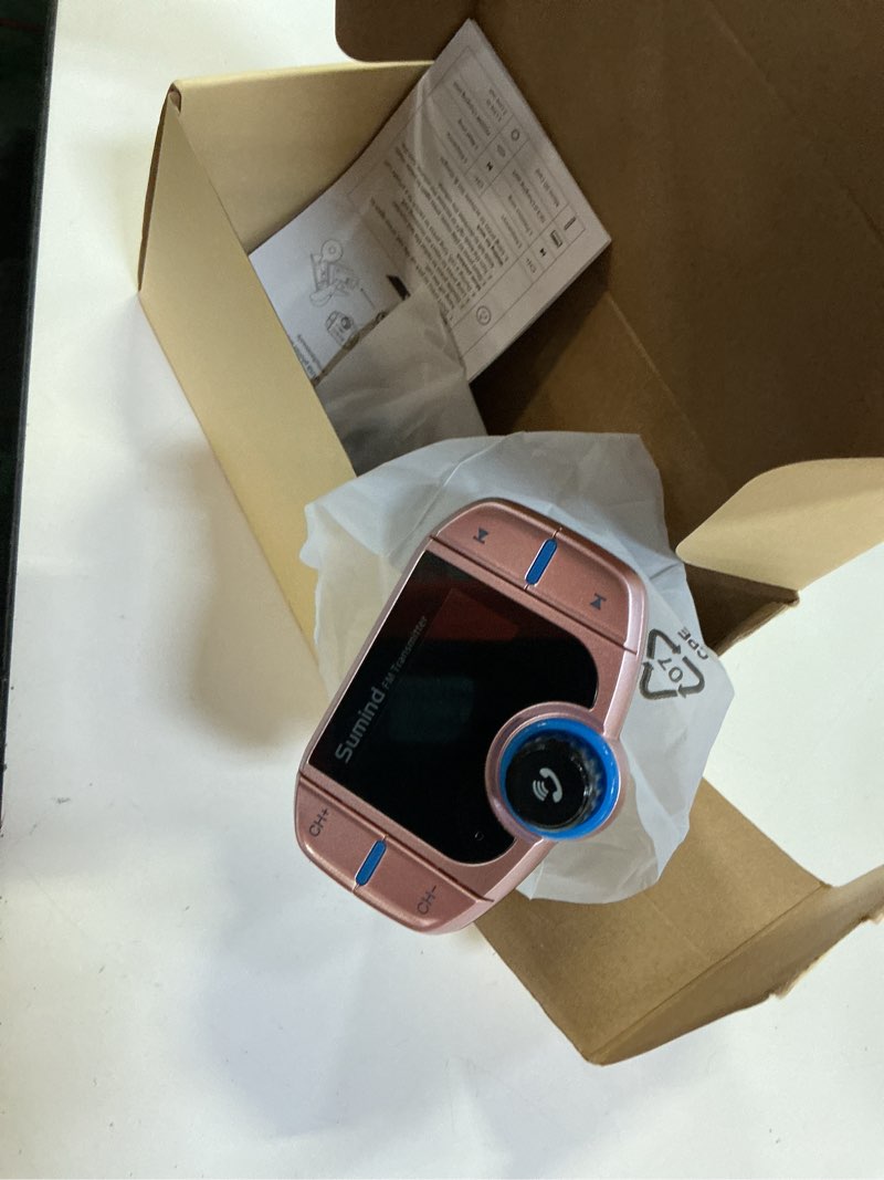 Condition photo showing Good Condition for sumind 2026 upgraded wireless bluetooth car adapter fm transmitter, 1.7'' lcd display, flexible gooseneck, 20w qc3.0&dual usb ports, aux input/output for hands-free call, micro/tf card(rose,pd) rose gold pd