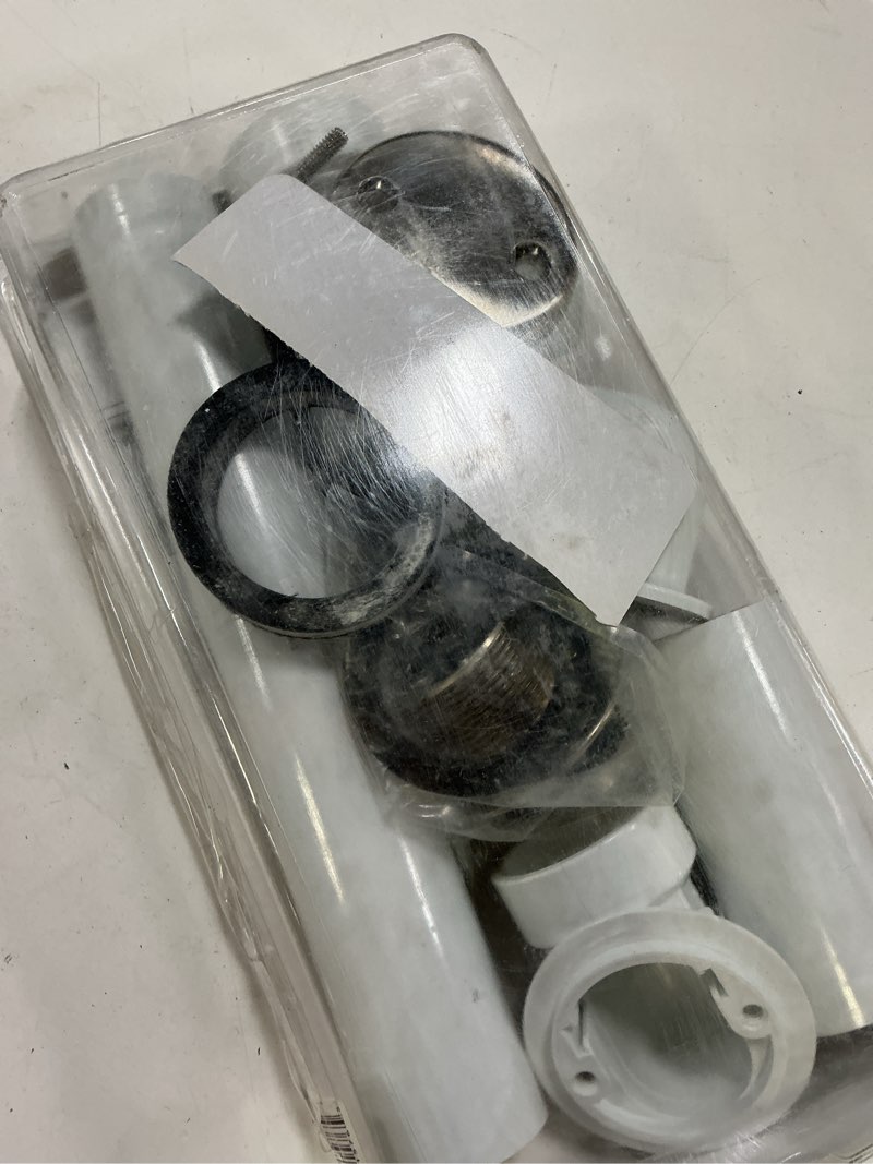 Condition photo showing As Is for plumb pak 1.5-in brushed nickel foot lock drain with pvc pipe