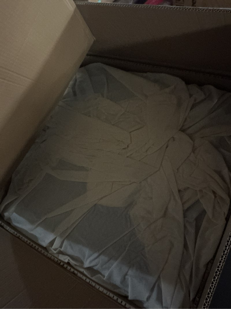 Condition photo showing As Is for SIMPLIHOME Rex Modular Sofa and Ottoman Set in 100% Recycled Polyester Tightly Woven Performance Fabric, Pale Grey, 88-inch-Wide 2-Seater Couch and Matching 34-inch-Wide Table Ottoman for Living Room Pale Grey Sofa & Ottoman Set(incomplete box 1)