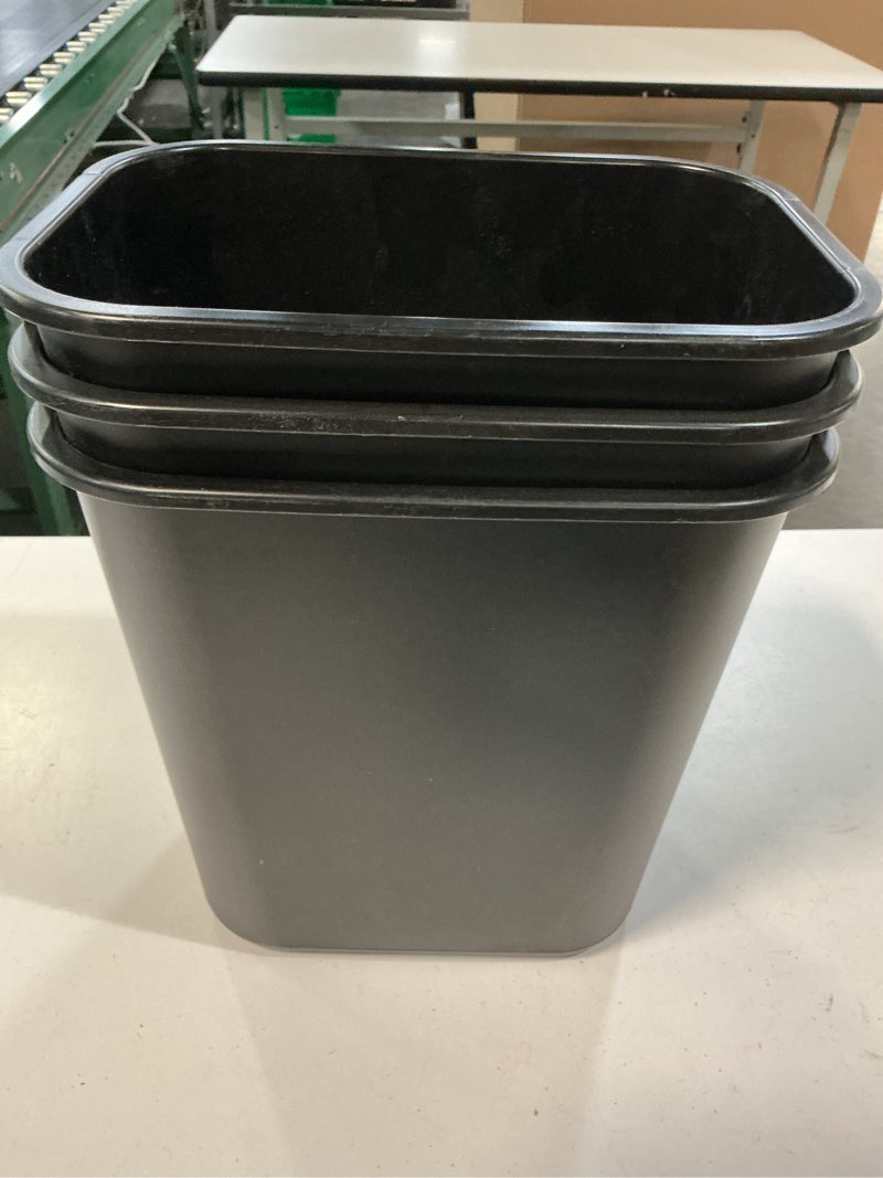 Condition photo showing Good Condition for pack x 3rubbermaid fg295500bla small black 14 quart wastebasket