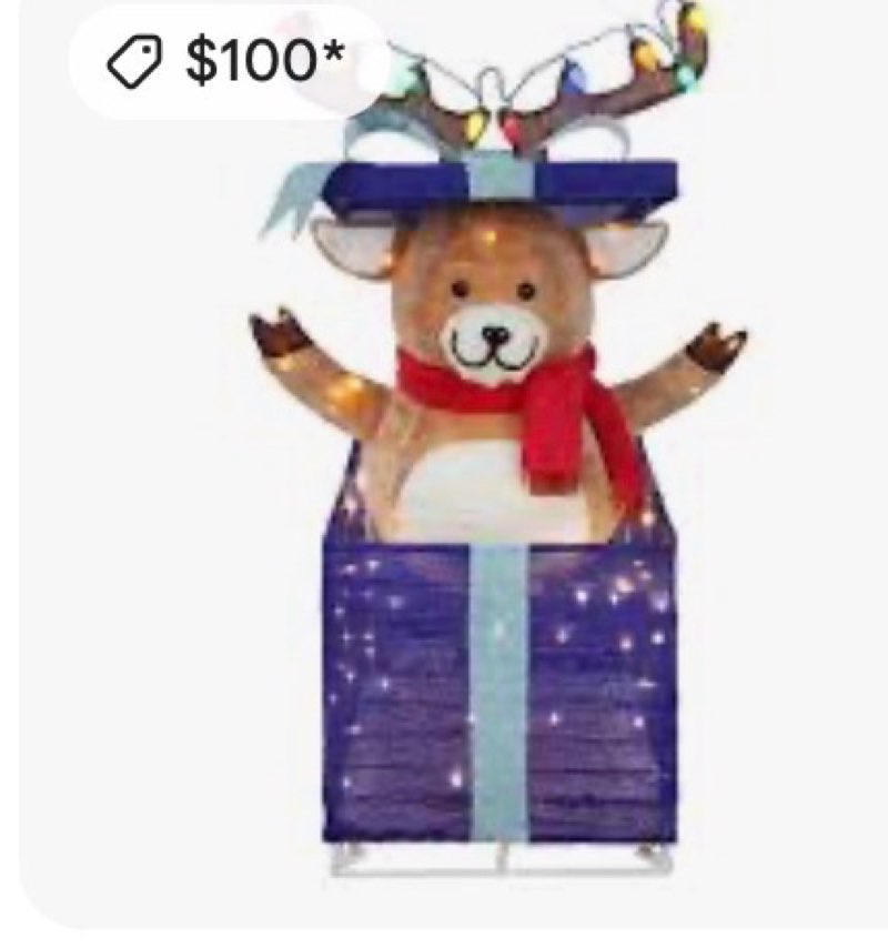 holiday living animatronic led reindeer in giftbox yard decoration