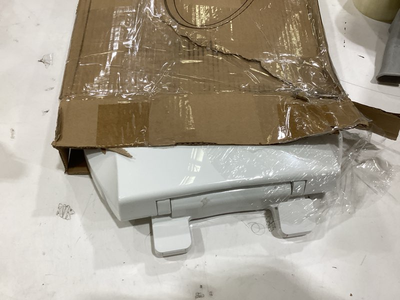 Condition photo showing As Is for elongated toilet seat slow close, quiet toilet seat cover with never loosen durable toilet seat lid easy to install & clean, polypropylene (pp), white elongated 18.5"