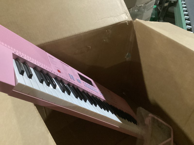 Condition photo showing As Is for vangoa vgk610 piano keyboard, 61 mini keys portable music keyboard for beginners with microphone, 3 teaching modes, 350 tones, 350 rhythms, 30 demos, pink 61 mini keys pink