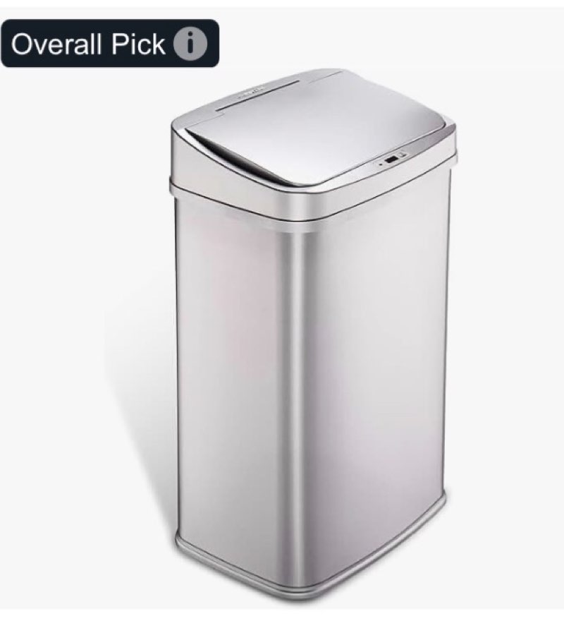 ninestars 13 gallon automatic trash can, 50l touchless motion sensor garbage can with odor-sealing l
