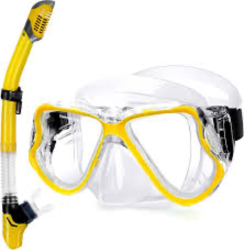 Snorkeling Gear for Adults, Dry Top Snorkel Set with Panoramic Anti-Leak and Anti-Fog Tempered Glass