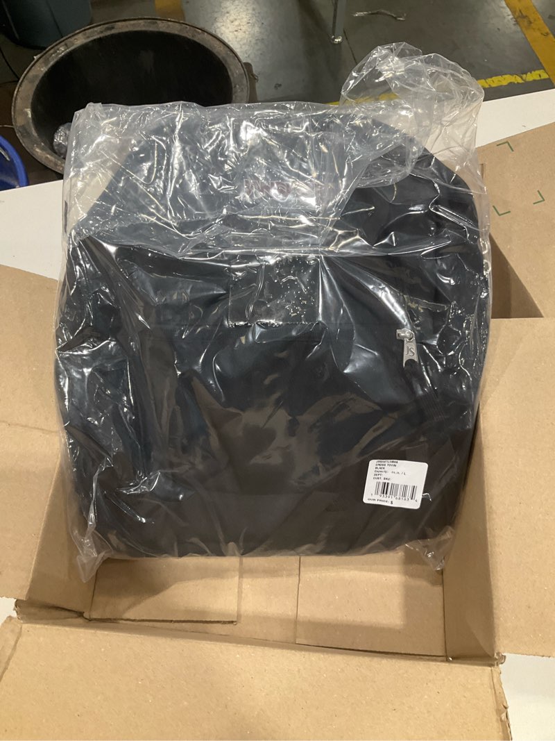 Condition photo showing Good Condition for jansport cross town backpack 17" x 12.5" x 6" - simple bag for everyone with 1 main compartment, front utility pocket - premium class accessories - black black one size