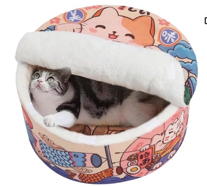 ?? ramen noodle dog & cat bed,keep warm and super soft creative pet nest for indoor cats,removable washable cushion for small medium large dogs and cats
