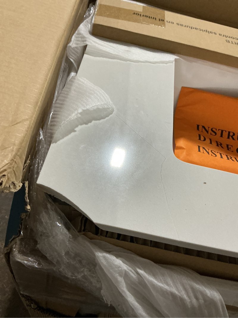 Condition photo showing As Is for style selections morriston 30-in light brown undermount single sink bathroom vanity with white engineered stone top
