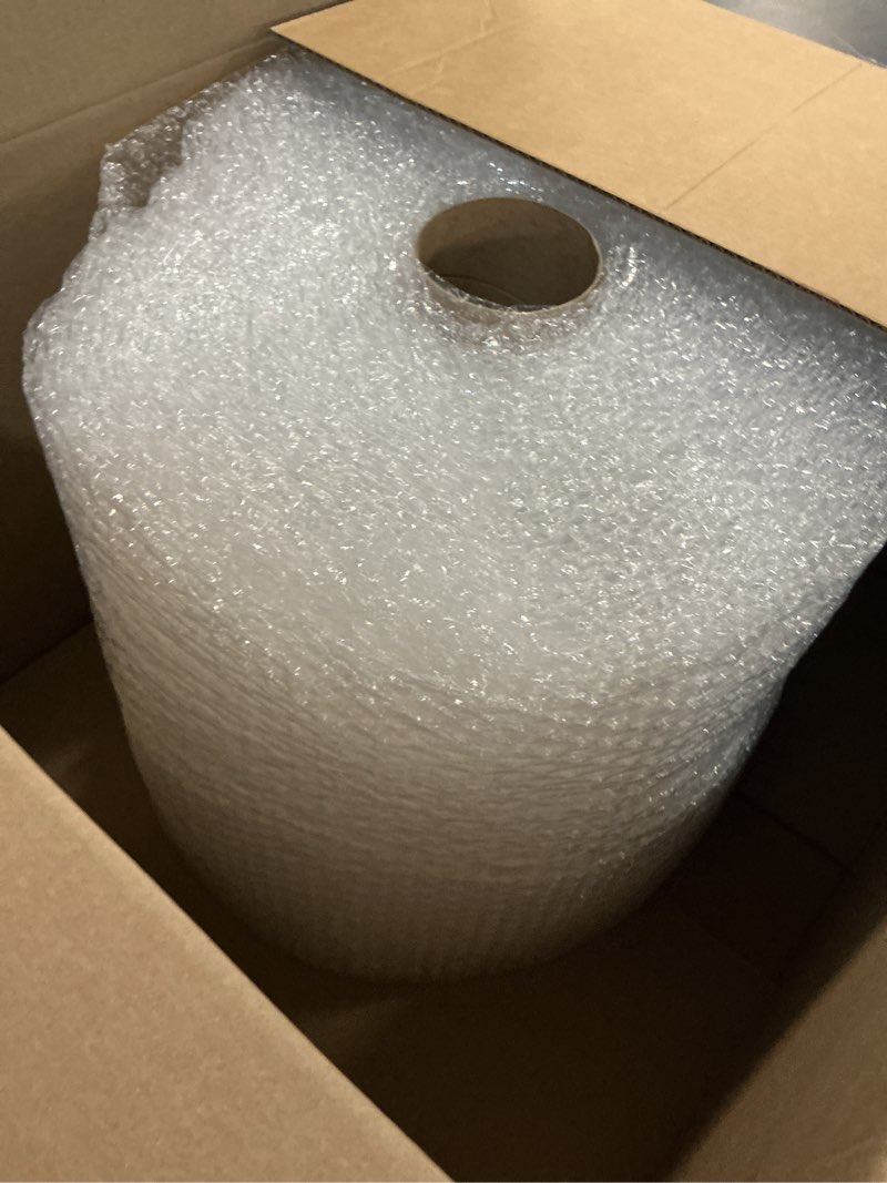 Condition photo showing Good Condition for amazon basics bubble wrap for moving, packing, shipping and storage, perforated protective cushioning for fragile items, 12-inch x 175-ft long roll, small 3/16", clear