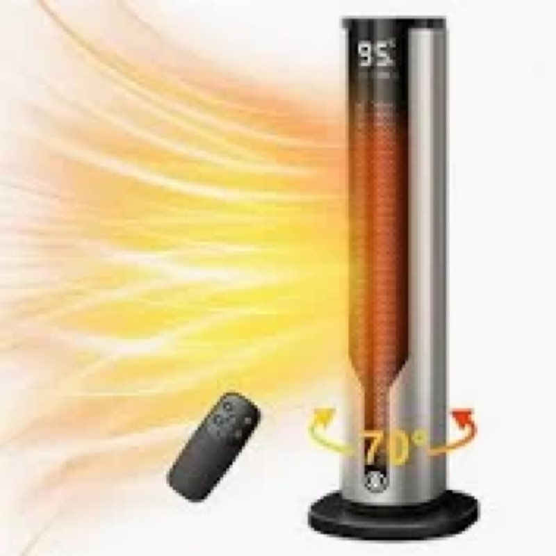 Space Heater - 1500W PTC Heaters for Indoor Use - Portable Heater with Thermostat and Remote - Room 