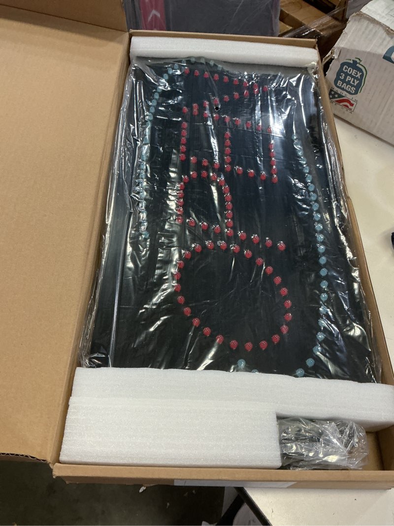 Condition photo showing New/Like New for LED Open Sign, Bright High Visibility Advertisement Board Electric Display Sign Flashing Light for Business Walls Window Shop Bar Hotel, Two Modes (19"x10")