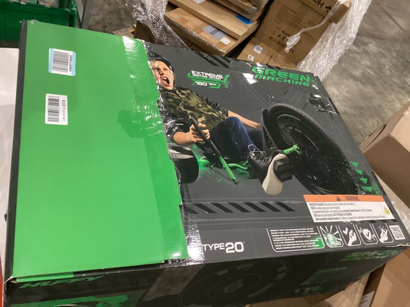 Condition photo showing As Is for (Used, as is)  Huffy Green Machine 20 Inch Drift Trike, Sleek Ergonomic Design, Adjustable Seat, Durable Steel Frame, Easy to Operate, Drift Trike for Kids Ages 8+, LED Light Accents, Coaster Brake, Green and Black 20\" Green Machine