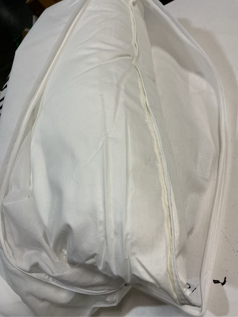 Condition photo showing As Is for quince premium down alternative pillow, standard, medium/firm