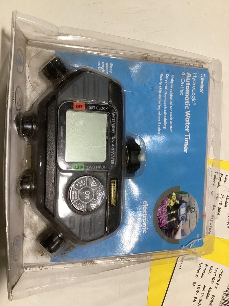 Condition photo showing As Is for melnor hydrologic programmable 4 zone digital water timer