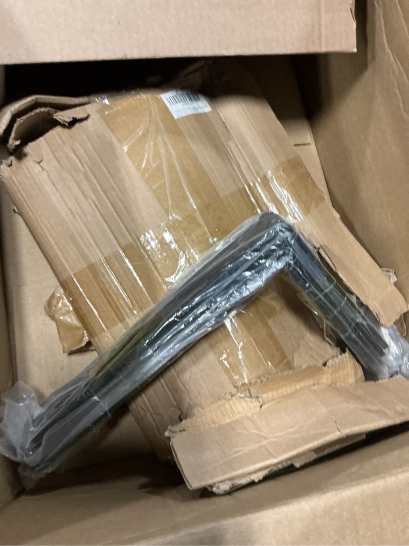 Condition photo showing Good Condition for 16 pack - l 10" x h 6" x w1.5, 5mm thick black l shelf bracket, iron shelf brackets, metal shelf brackets, floating shelf, shelf supports with screws black 16 pack 10''x6''