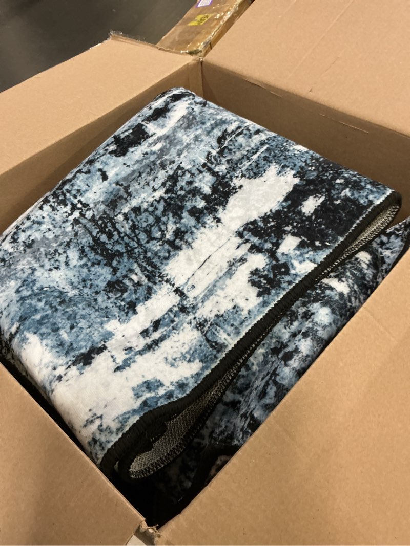 Condition photo showing As Is for AMADA HOMEFURNISHING 8x10 Area Rugs for Living Room, Modern Washable Rug with Non-Slip Backing & Low Pile, Large Rug with Abstract Print Pattern for Bedroom, Dinning Room,Home Office, Dark Blue Dark Blue 8' x 10' (Rectangular)