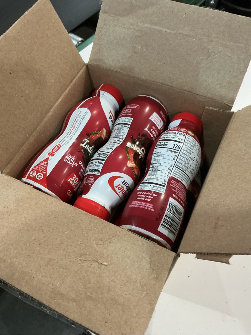 Condition photo showing New/Like New for ( BB:21/03/2026) Premier Protein Shake INDULGENCE, Chocolate Covered Strawberry, 30g Protein, 170 Calories, 3g Sugar, 11.5 fl oz, 12 Pack (Packaging May Vary) Chocolate Covered Strawberry 11.5 Fl Oz (Pack of 12)