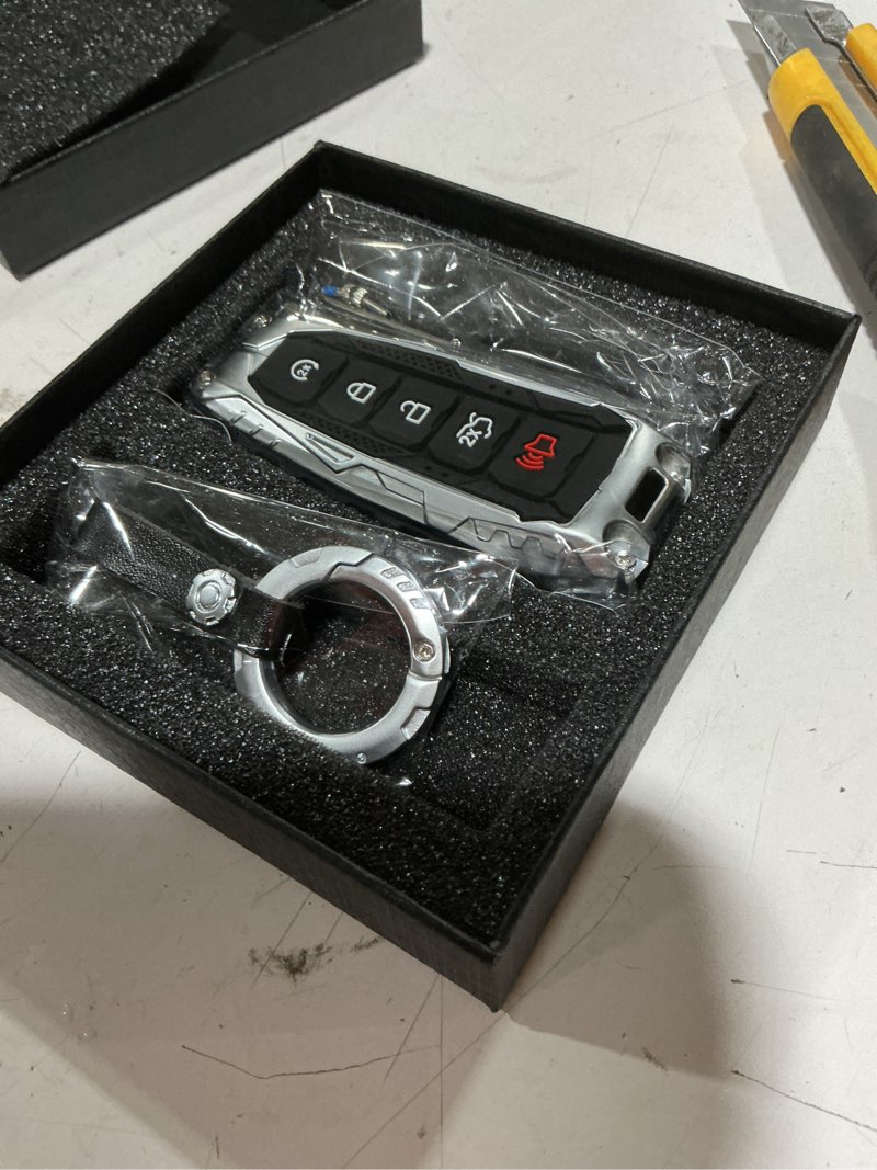 Condition photo showing New/Like New for heavy key fob cover case protector for ford, keychain, accessories for ford c-max edge escape expedition explorer flex focus taurus lincoln mks mkt mkx navigator (model-c silver)
