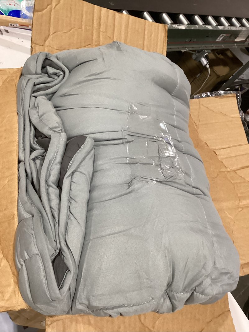Condition photo showing As Is for linenspa reversible down alternative comforter and duvet insert, california king – all-season comforter with box stitch and 8 duvet loops – bedding for kids, teens, and adults – stone / charcoal stone/charcoal california king